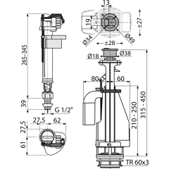 Арматура сантехническая ALCAPLAST A17 SA08AS н/п, 2-х кнопка, хром