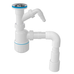 Сифон для умывальника ZEGOR с отводом для стир. машины 1 1/4' с гибкой трубой 40х50 (Y105-6)