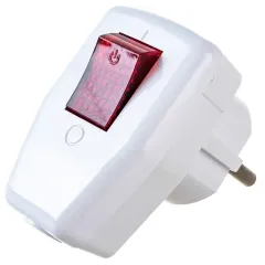 Вилка STEKKER угловая с кнопкой 16A белая PPG16-43-202