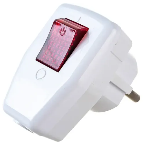 Вилка STEKKER угловая с кнопкой 16A белая PPG16-43-202