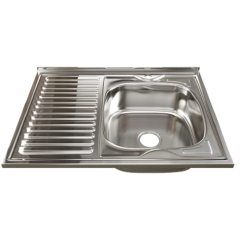 |Мойка нерж. накладная MELANA 6080 тол. 0,8мм, 60х80 правая, полированная (сифон)