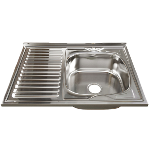 |Мойка нерж. накладная MELANA 6080 тол. 0,8мм, 60х80 правая, полированная (сифон)