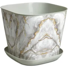 Кашпо ВИОЛЕТ мрамор 9,8 л квадратное (231071)