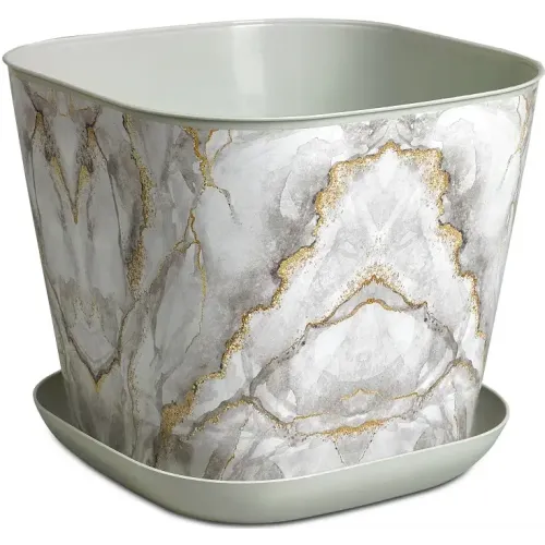 Кашпо ВИОЛЕТ мрамор 9,8 л квадратное (231071)