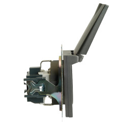 Розетка 2P+Е Катрин графит крышка,с защитной шторкой GLS16-7112-06