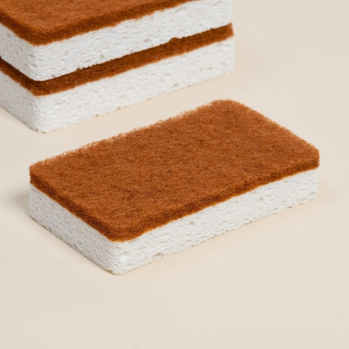 Губки для посуды SL Home из древесной целлюлозы с кокосовым абразивом 3шт (10243156)