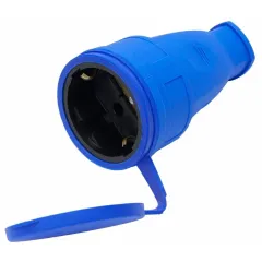 Розетка переносная 2P+E STEKKER синий каучуковая на шнур RST16-21-44 РА 16-005 39196