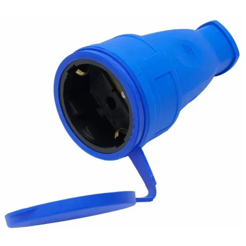 Розетка переносная 2P+E STEKKER синий каучуковая на шнур RST16-21-44 РА 16-005 39196