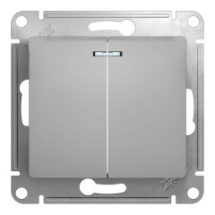Выключатель 2-кл GLOSSA алюм./подсв. GSL000353