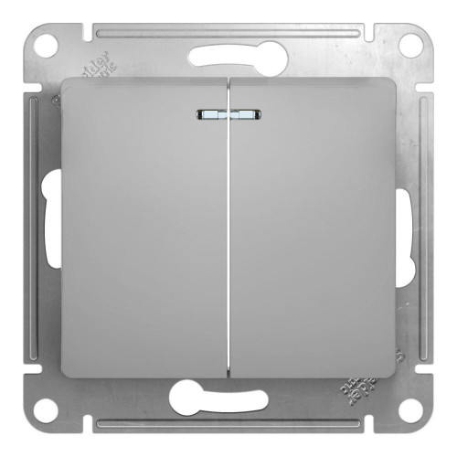 Выключатель 2-кл GLOSSA алюм./подсв. GSL000353