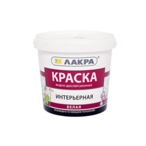 Краска в/д ЛАКРА Интерьерная Белоснежная 1,3кг Л-С