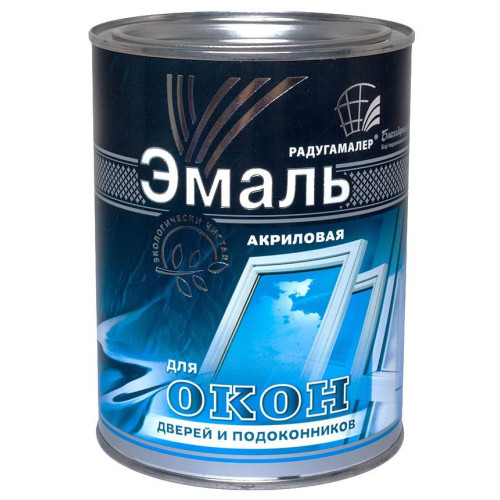 Эмаль для окон и дверей РАДУГА-МАЛЕР акриловая белая 0,9 кг