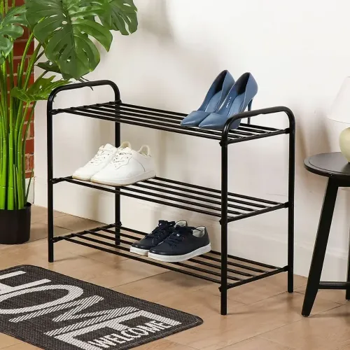 Полка для обуви Nika 3 секции, 79х33х59 см, черная (ЭТК3/Ч)