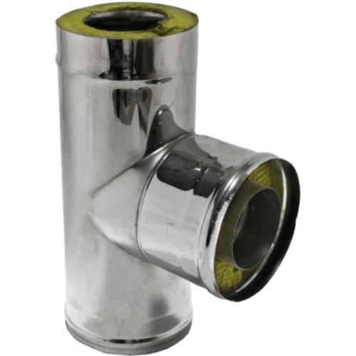 Дымоход сэндвич тройник 0,8мм 90гр Ф115*200 нержавеющая сталь (Феррум)