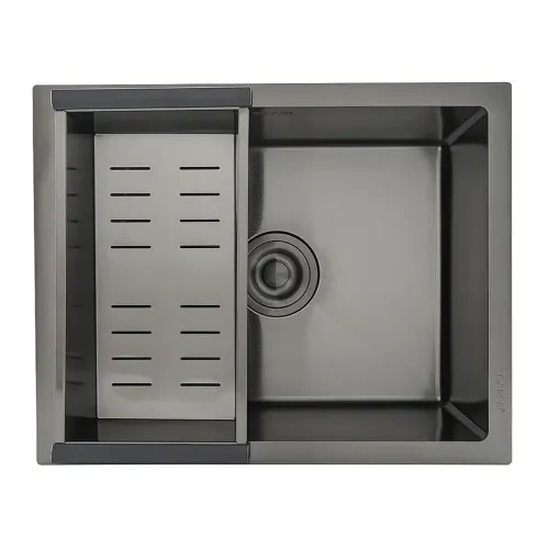 Мойка нерж. врезная GAPPO 50х40х21,5 см тол. 3 мм, чёрная (сифон, коландер) GS5040-6