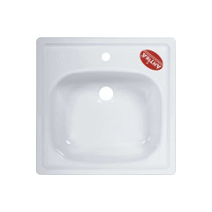 Мойка стальная эмалированная накладная ANTIKA 50х50см с кронштейнами АМС-51101, (без сифона)