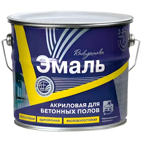 Эмаль для бетонного пола РАДУГА-МАЛЕР акриловая серая 3,5 кг