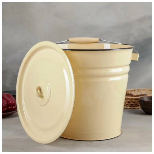 Ведро эмаль 12л с крышкой 2с28 без рисунка Северсталь