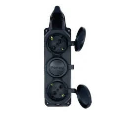 Колодка 3-пост. 2P+E каучуковая с защит. крышками черн. IP44 16А TOKOV ELECTRIC TKE-C05-KK3-Z