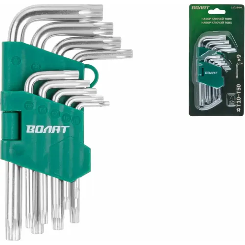 Набор ключей шестигранных ВОЛАТ TORX T10-T50 9шт коротких (11025-09)