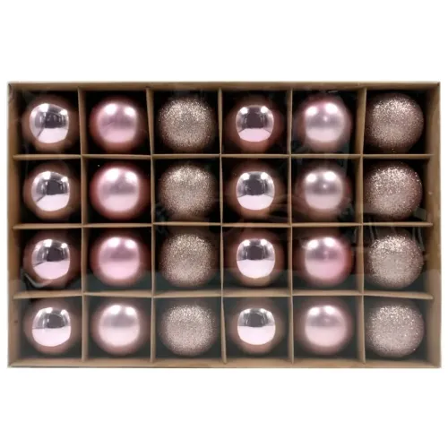 Шары новогодние WINTER GLADE 6см 24шт розовый микс 6024G006 (1381833)