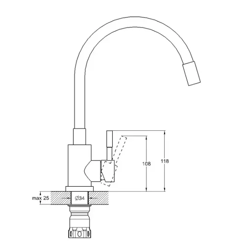 Смеситель для кухни SOLONE EZA4-F090 GY, серый гибкий излив