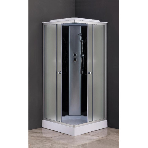 Душевая кабина квадрат EVA GOLD 90х90см низ. поддон, чёрное заднее стекло, хром матовый профиль F901BS-Q (4кор.)