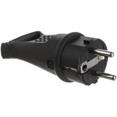 Вилка STEKKER 2P+Е угловая 16А черная резиновая RPG16-30-442 32843