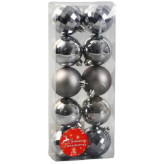 Шары новогодние Диско гламур темно-серый набор 10 шт, диаметр: 5 см (4941829)