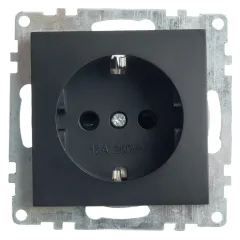 Розетка 2P+Е Катрин черный с защитной шторкой GLS16-7110-05