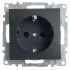 Розетка 2P+Е Катрин черный с защитной шторкой GLS16-7110-05