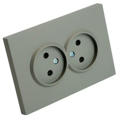 Розетка 2-ая 2P ЭМИЛИ шторки платиново-серый RST16-5116-10