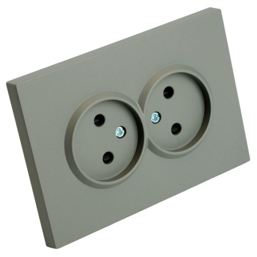Розетка 2-ая 2P ЭМИЛИ шторки платиново-серый RST16-5116-10