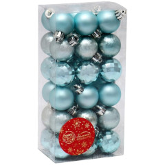 Шары новогодние Диско ассорти зеленый набор 36 шт, диаметр: 3 см (6531925)