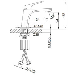 Смеситель для умывальника FRAP F1087-6 чёрный