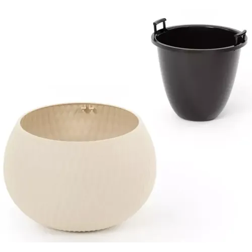 Горшок для цветов Жемчужина 16л со вставкой 7л бежевый М 8727 (276881)