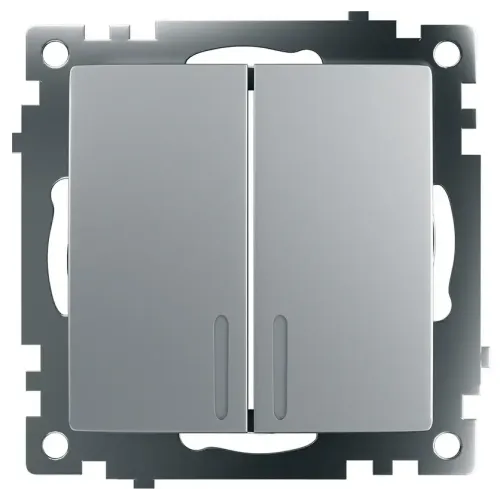 Выключатель 2-кл Катрин с подсветкой серебро GLS10-7102-03