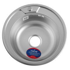 Мойка нерж. врезная MIXLINE круглая 49х18 тол. 0,8мм, декор (сифон)