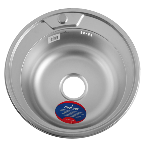 Мойка нерж. врезная MIXLINE круглая 49х18 тол. 0,8мм, декор (сифон)