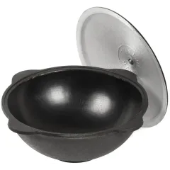 Казан УЗБЕКСКИЙ чугунный с алюминиевой крышкой, дно плоское, 8л Гурман (487479)