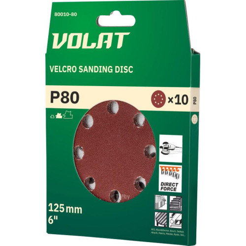Круг шлиф. ВОЛАТ перф. 125мм, Р 80, 10шт (80010-80)