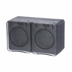 Розетка О/У 2-ая 2P+Е AtlasDesign Profi54 16А IP54 250В с заземл. защ. шторки антрацит SchE ATN544026