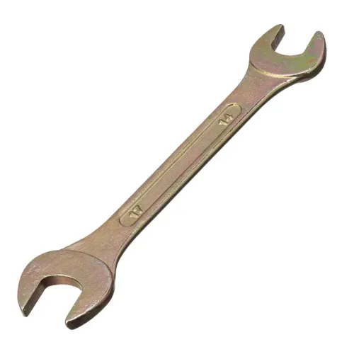 Ключ гаечный СИБРТЕХ рожковый, желтый цинк 14х17мм (14309)