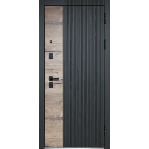 Дверь метал. Luxor 2МДФДуб Вертикаль Зеркало (2050*960, Правая)