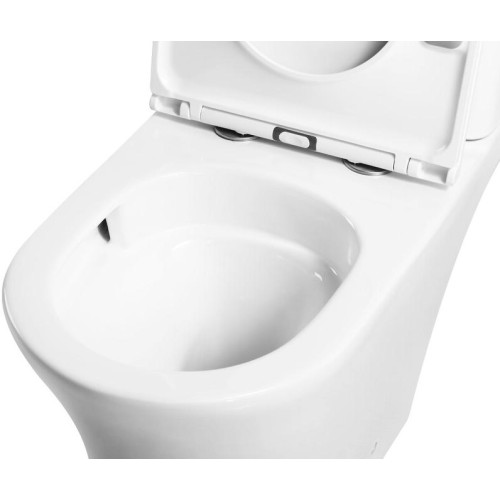 Унитаз-компакт EVA GOLD EG301T тонкое сиденье ДП, безободковый, гориз. вып., круговой смыв