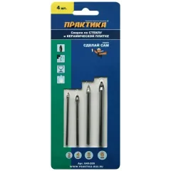Набор сверл по стеклу и керамике ПРАКТИКА 4 шт (640-209)