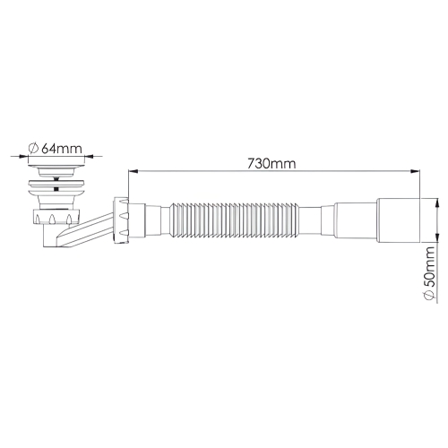 Сифон для душевого поддона ZEGOR 1 1/2''х40/50 с гибкой трубой, низкий h-70мм (P162-2)
