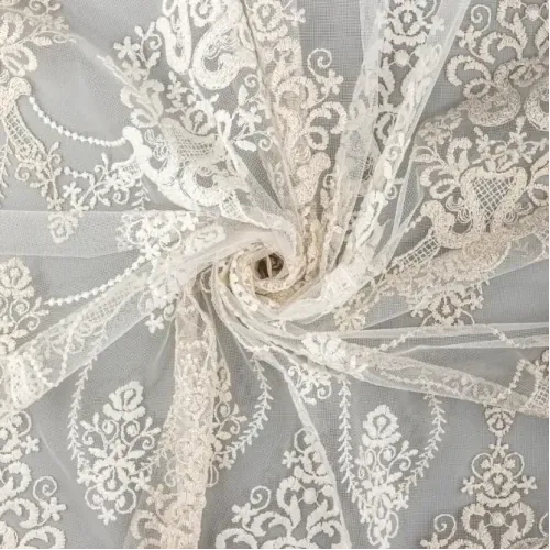 Тюль Ле-Гранд Элиза 500*280 белый с золотом