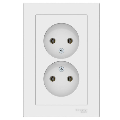 Розетка 2-ая 2P AtlasDesign шторки в сборе бел. SchE ATN000122