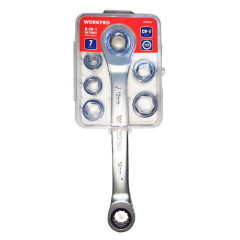 Ключ гаечный накидной WORKPRO 14х19мм, трещот., 6 вставок 8-17мм (WP202567)